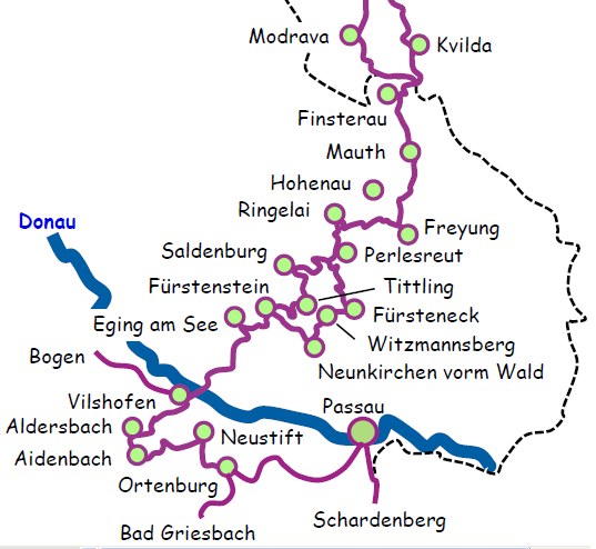 von der Donau bis zur böhmischen Grenze